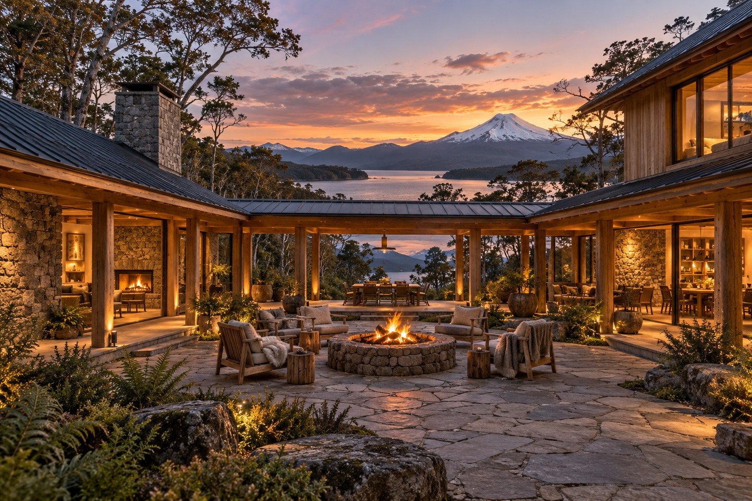 Canelo, lodge patagónico con patio